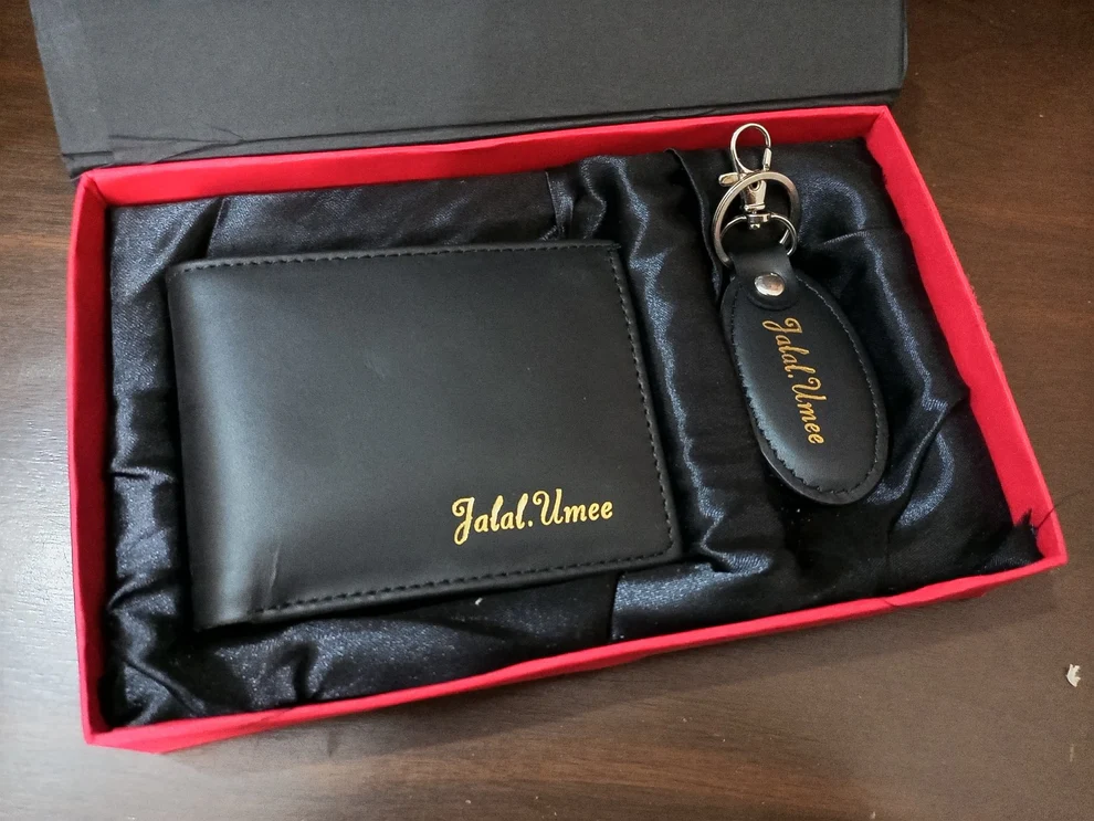 Personalized Leather Wallet & Keychain for Men