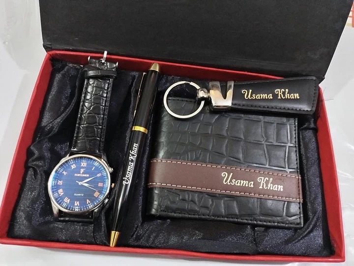 Complete Leather Accessory Set – Wallet, Keychain, Watch, and Pen Gift