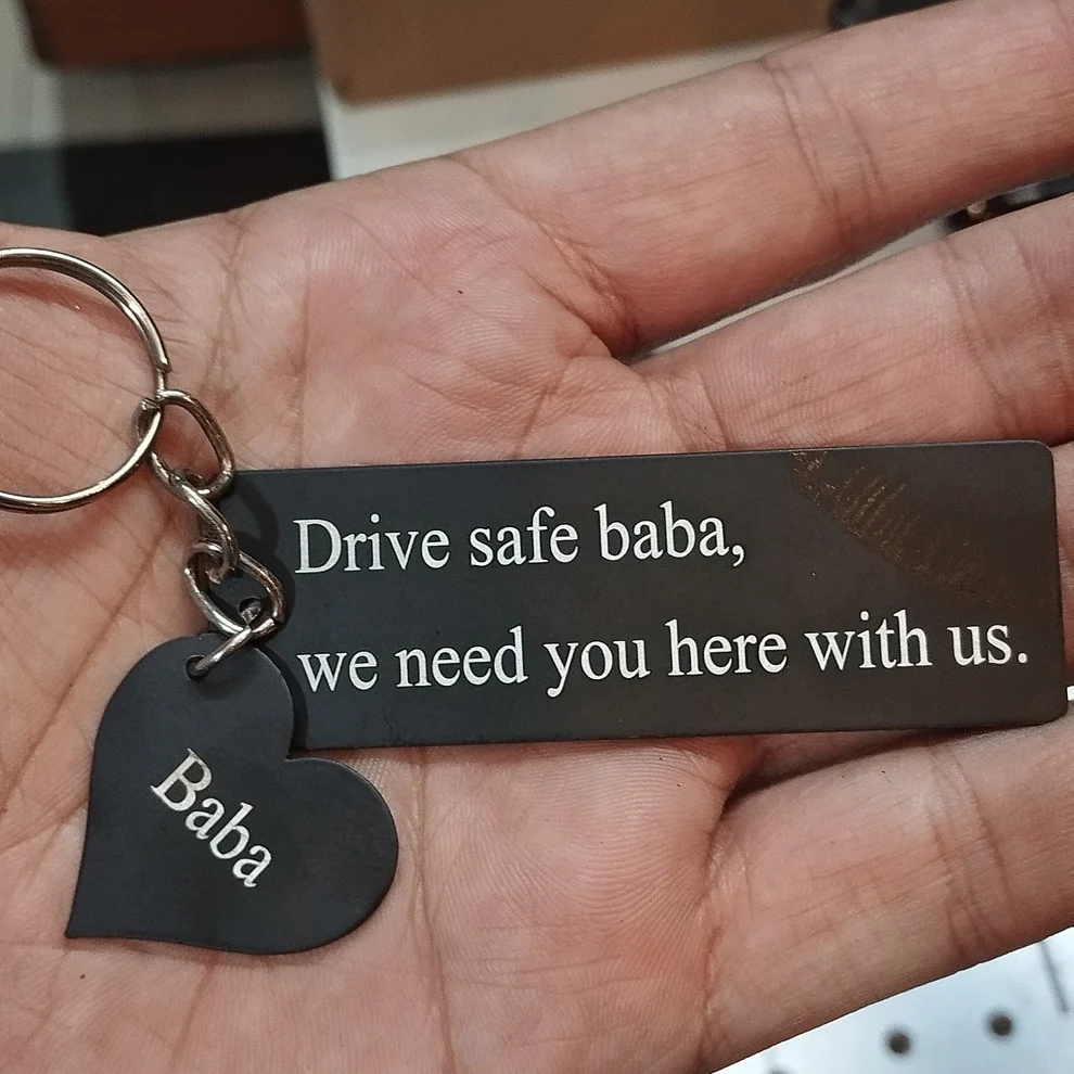 Drive Safe Personalized Metal Keychain for Husband – Custom Engraved Gift