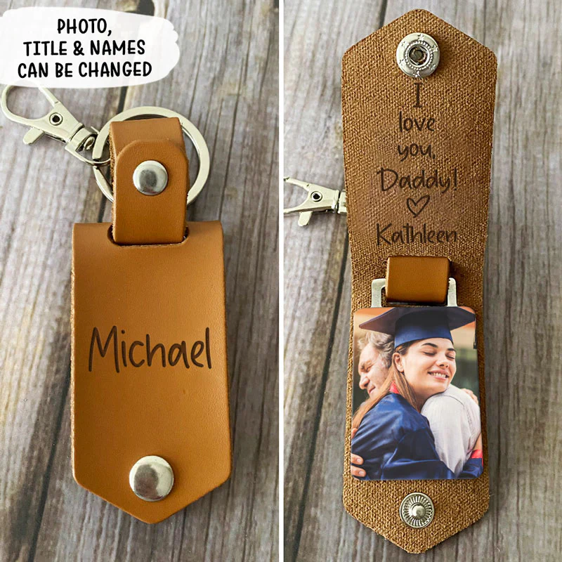 Custom Leather Picture Keychain | Unique Personalized Photo Keychain