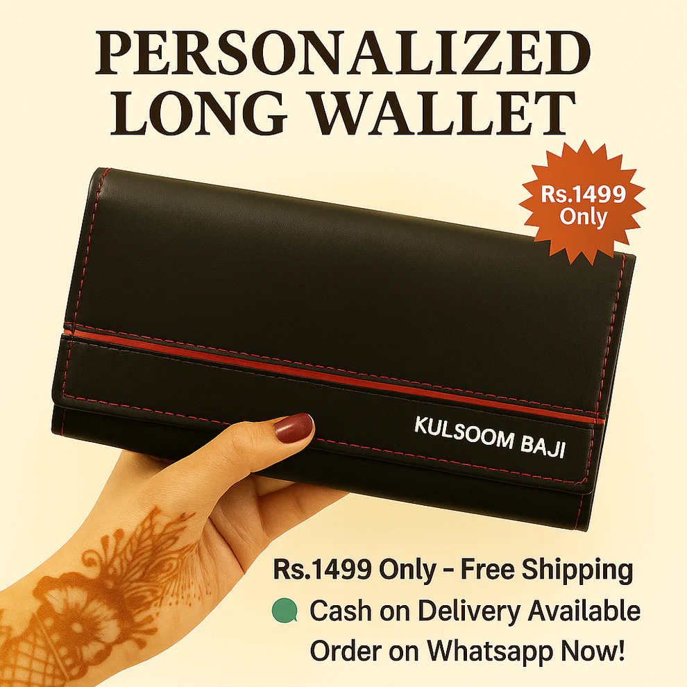 Custom Name Black Long Wallet