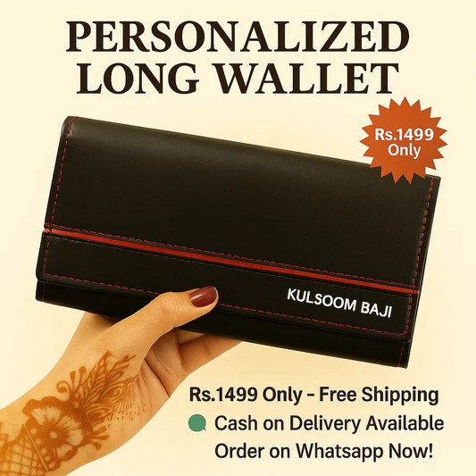 Custom Name Black Long Wallet