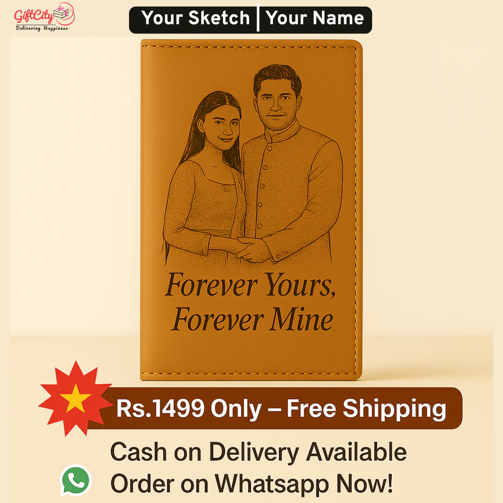 Engraved Leather Wallet with Custom Sketch