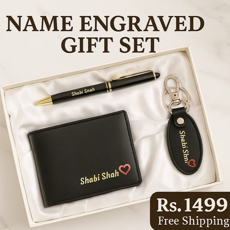 Personalized Name Engraved Wallet Gift Set