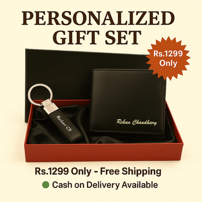 Personalized Wallet & Keychain Gift Set