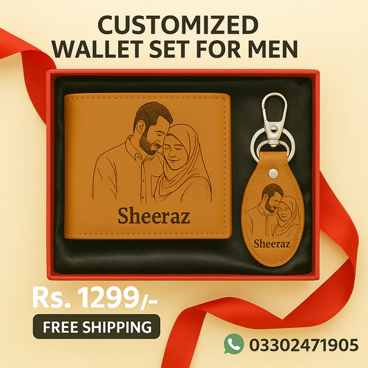 Personalized Wallet & Keychain Set for Men