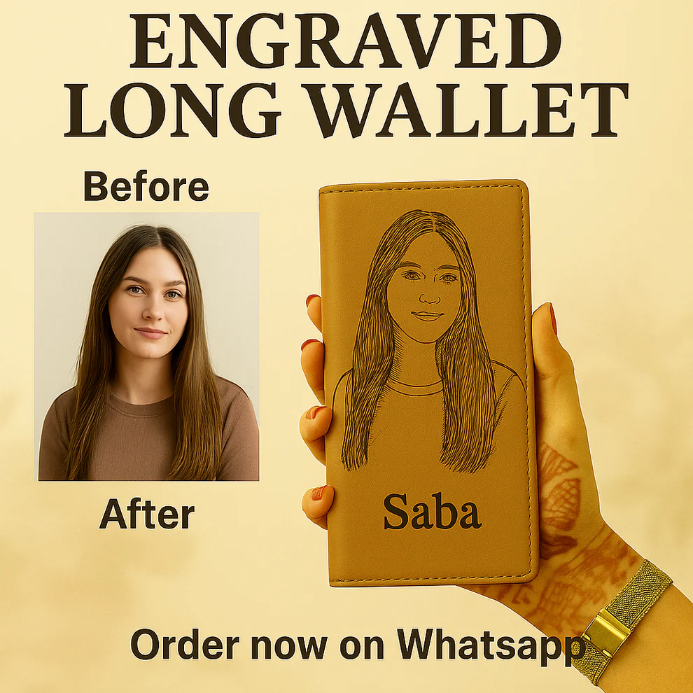 Photo to Sketch Engraved Wallet