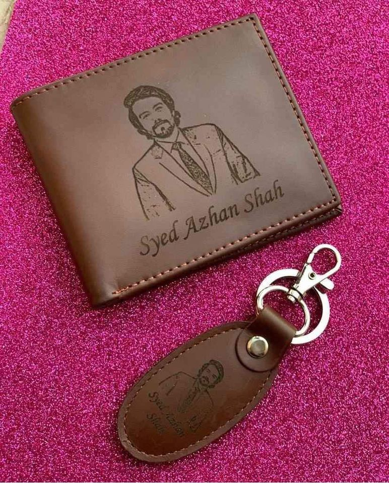 Picture Engraved Wallet And Keychain