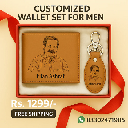 Personalized Wallet & Keychain Set for Men